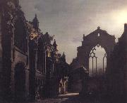 Luis Daguerre The Ruins of Holyrood Chapel,Edinburgh Effect of Moonlight Spain oil painting artist